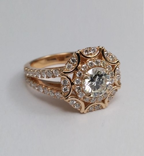 Victorian Halo Double Band Diamond Ring