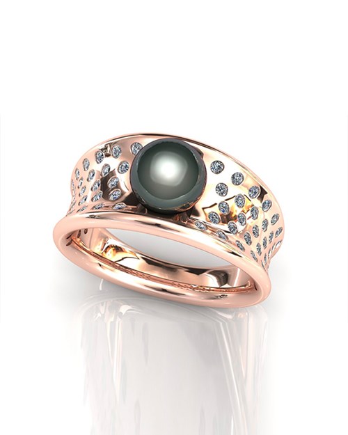 Yellow Gold Cultured Pearl And Diamond Dress Ring