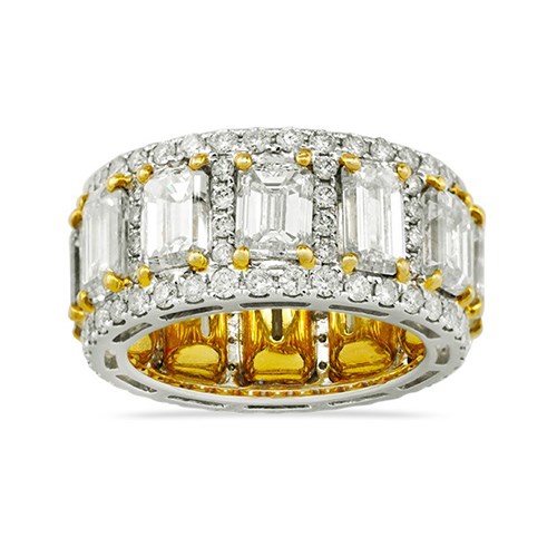 White and Yellow Gold Emerald Diamond Eternity Ring
