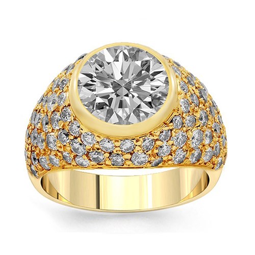 Solid Yellow Gold Men's Diamond Ring