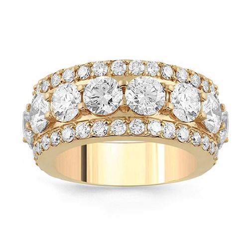 Rose Solid Gold Custom Made Large Men's Diamond Eternity Ring Band
