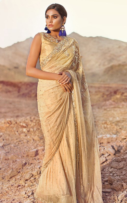 Omrose Gold Sari – Tena Durrani