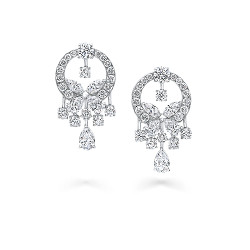 Pavé Butterfly Diamond Drop Earrings, White Gold - Graff