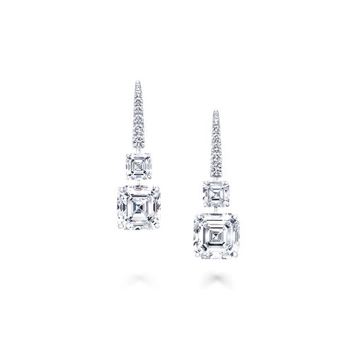 Square Emerald Cut Diamond Earrings