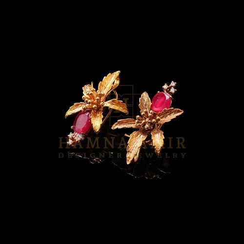 Gold Plated Ruby Earrings