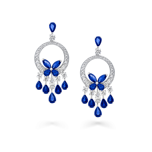 Sapphire and Diamond Butterfly Chandelier Earrings