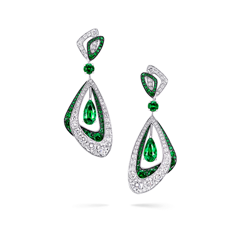 Emerald and Diamond Luna Duo Earrings