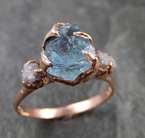 Aquamarine Uncut Diamond Ring