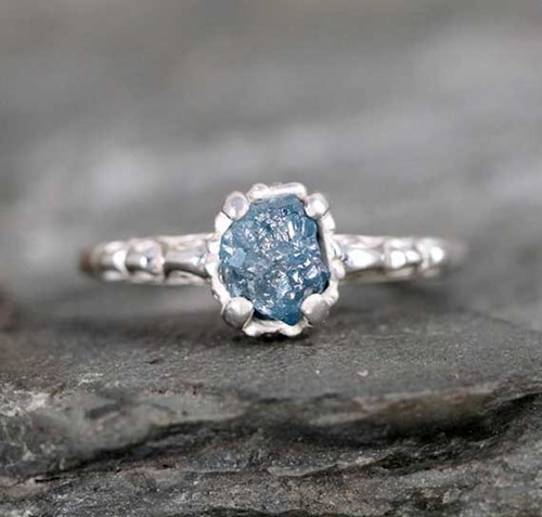 Blue Diamond Uncut Ring