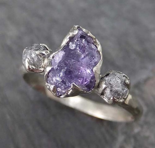 Raw Diamond and Sapphire Ring