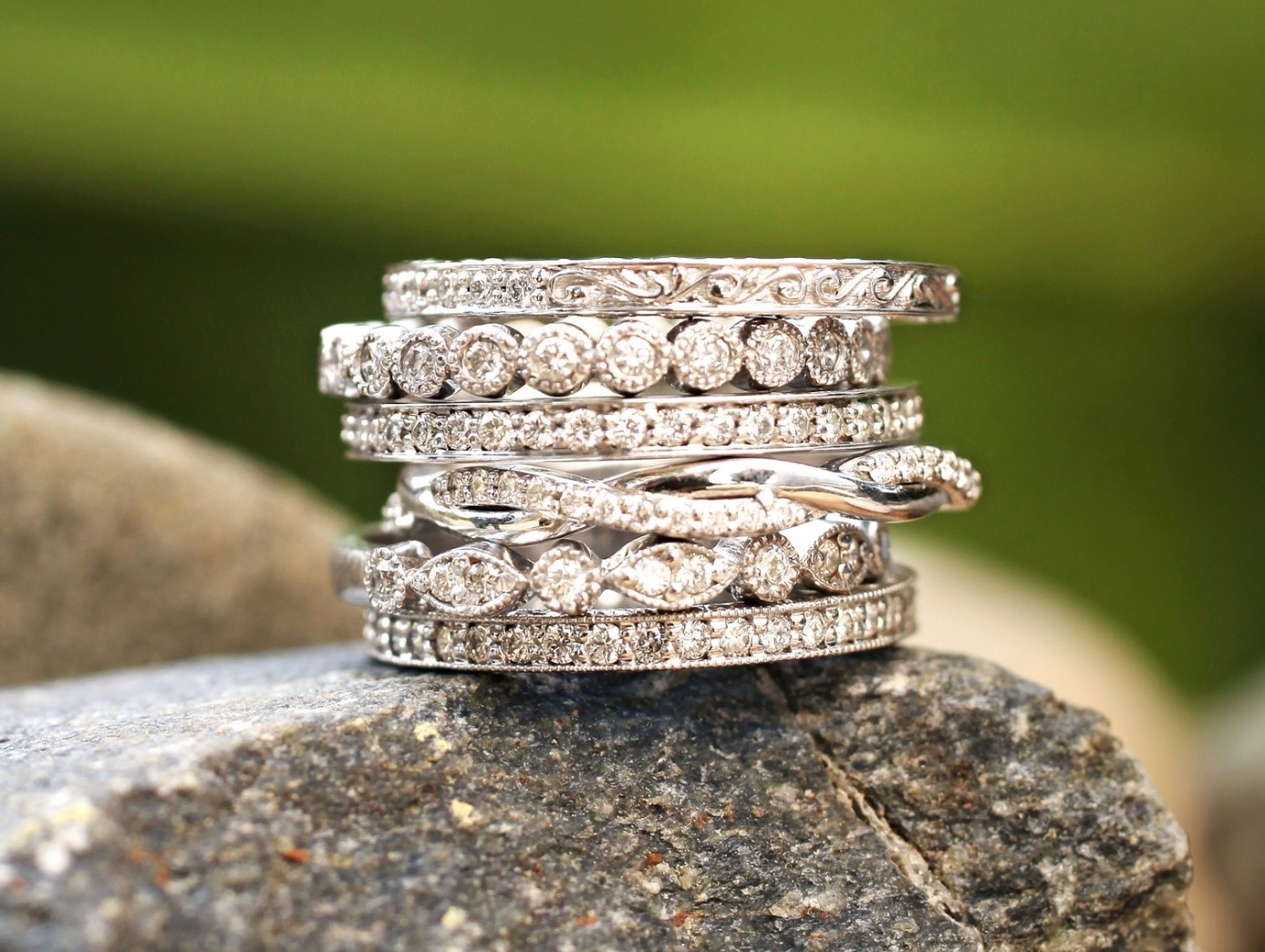 Championing Stacked Rings On Wedding Day Bridalspk