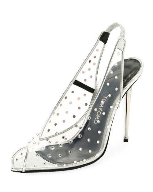 Tom Ford Embellished Metallic Sling Back 