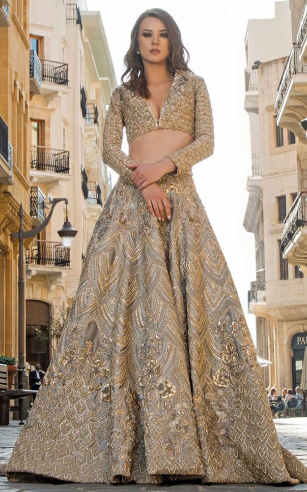 Champagne Bridal Lehenga Dress