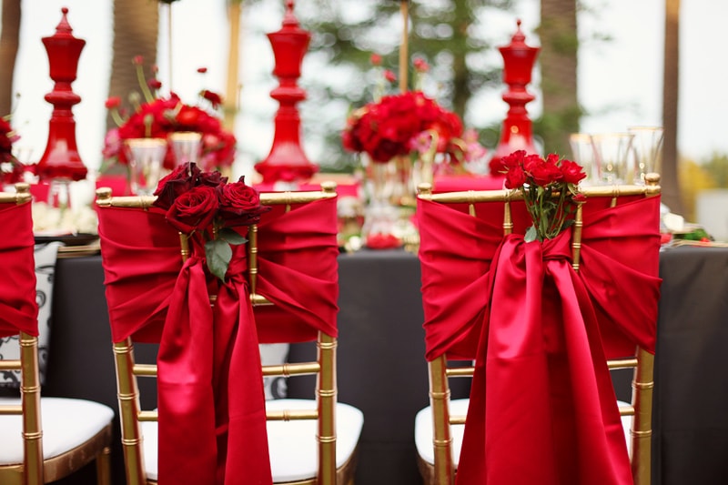 Crimson Red on chairs for wedding Decor