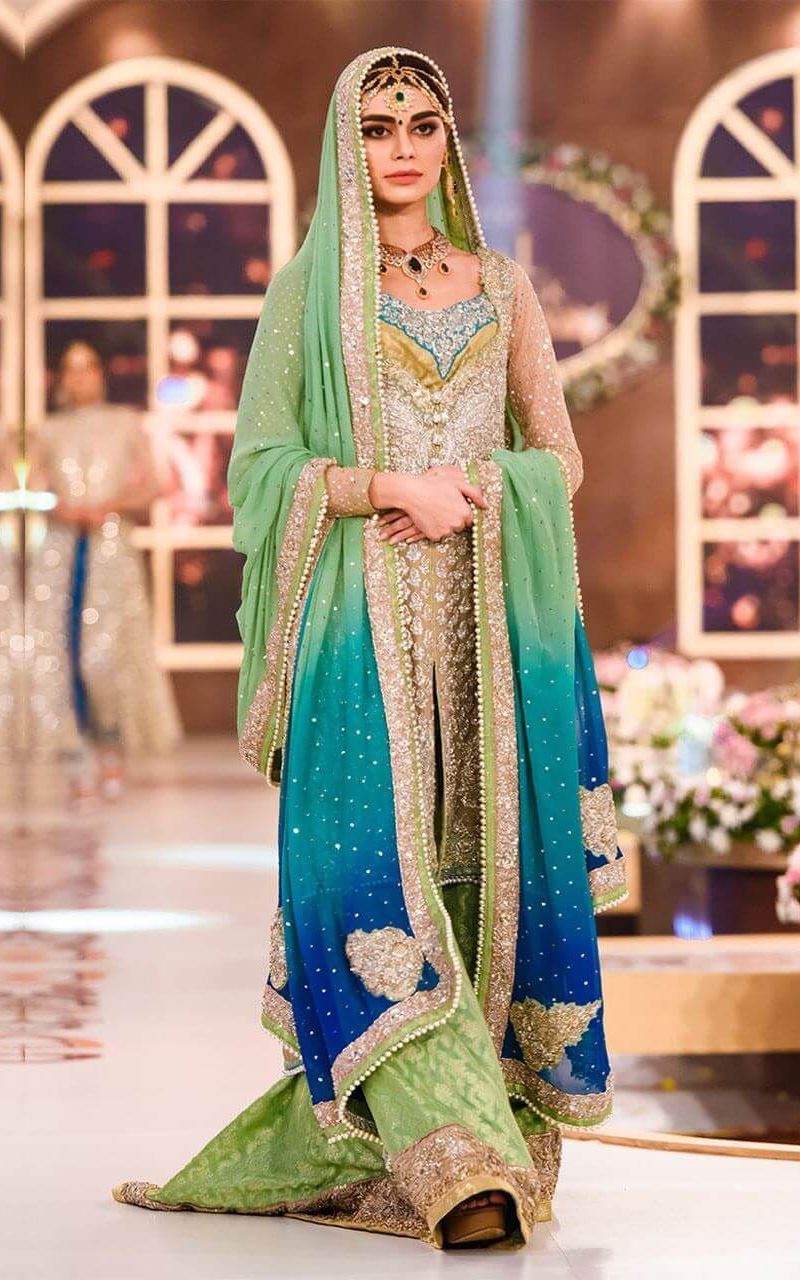 Buy Blue velvet zari sequence wedding lehenga choli at fealdeal.com