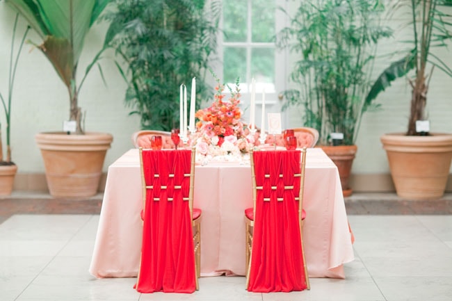 Red chair covers for wedding decor