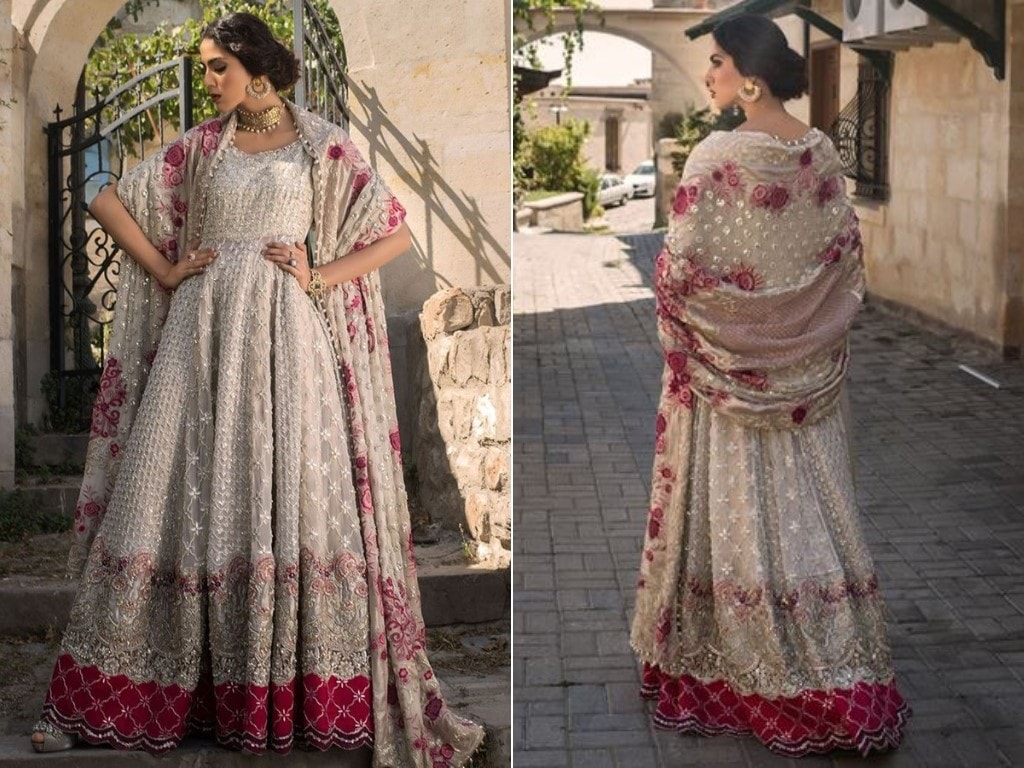 Ivory Anarkali Bridal Dress by Zainab Chottani