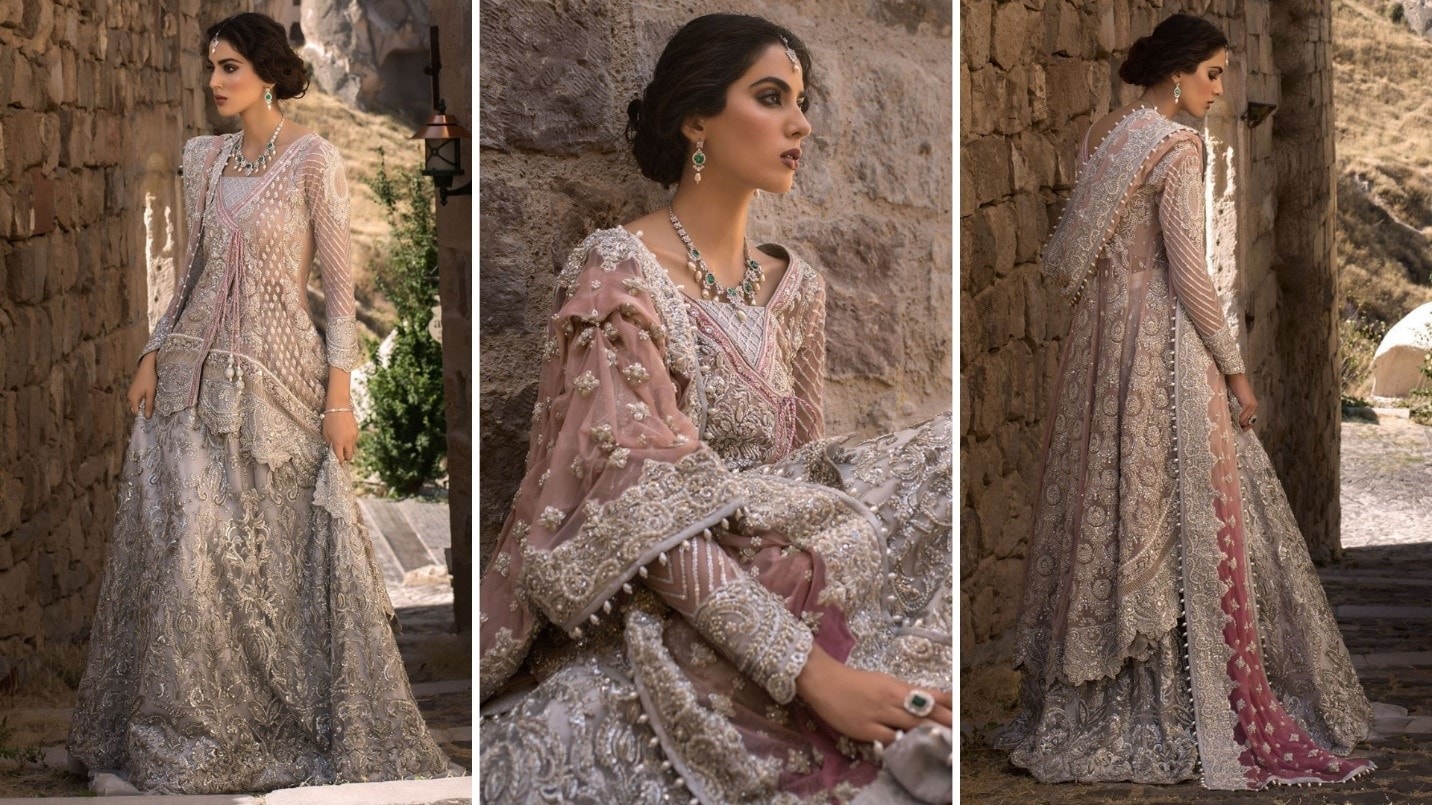 Light Pink and Silver Bridal Dress by Zainab Chottani