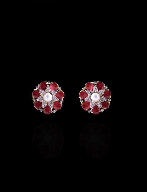 Earrings in red by shafaq habib jewelry best gift for this valentines day