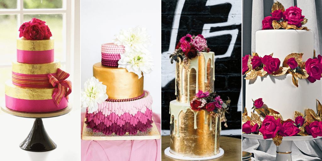 magenta and gold wedding