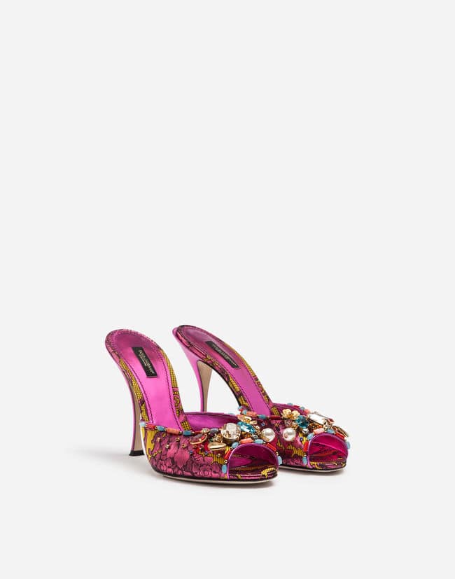 ORNAMENTAL FLORAL JACQUARD MULES WITH EMBROIDERY Dolce Gabbana