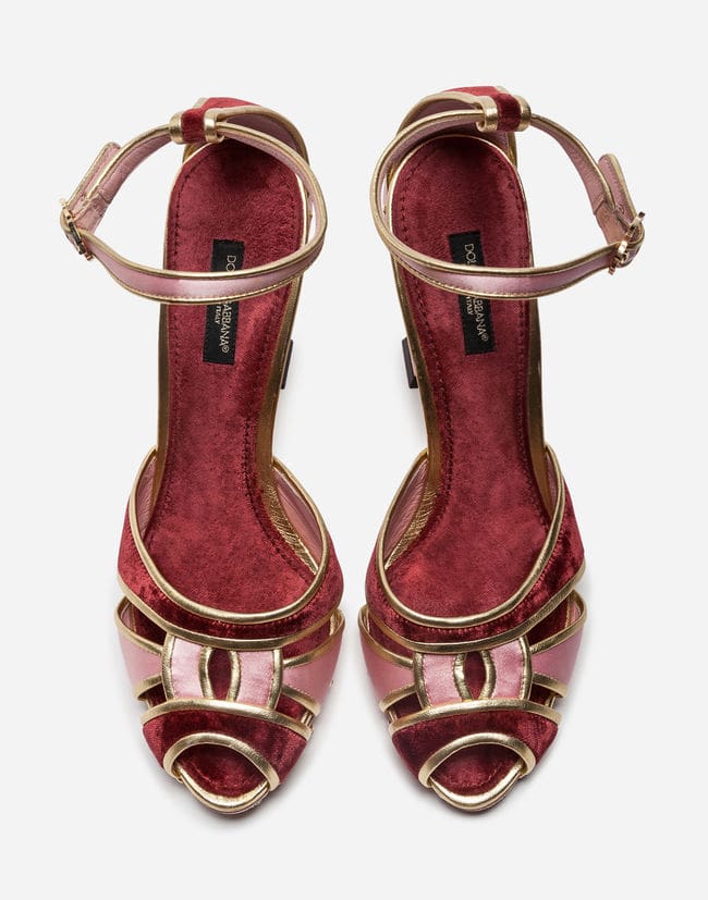 SANDAL IN SATIN AND VELVET WITH SCULPTED HEEL Dolce Gabbana