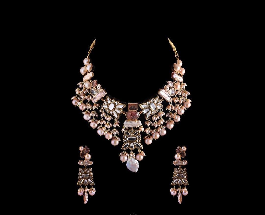 kundan and pink topaz