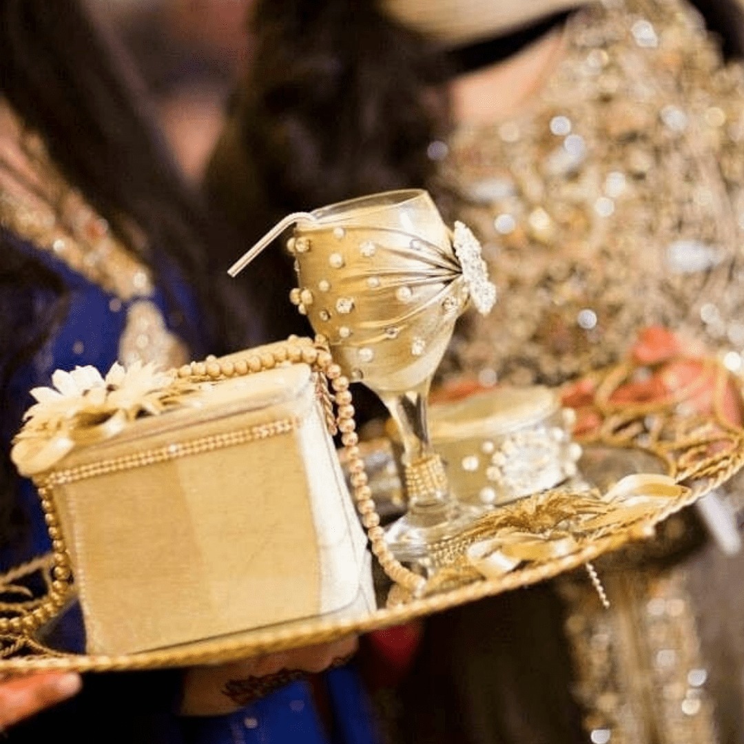 Gold Decorative Glass, Doodh Pilai Glass, Wedding Decor, Wedding Glass,  Shaadi Decor, Indian Wedding, Mehndi Decor, Gift, Muslim Wedding 