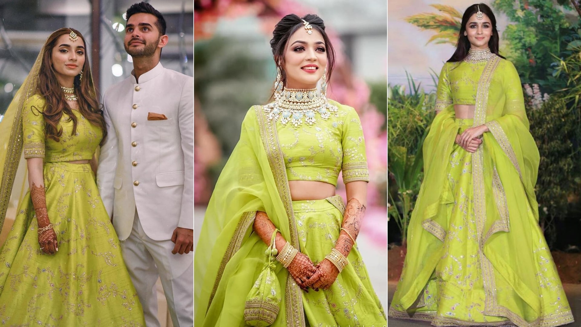 fluorescent green lehenga