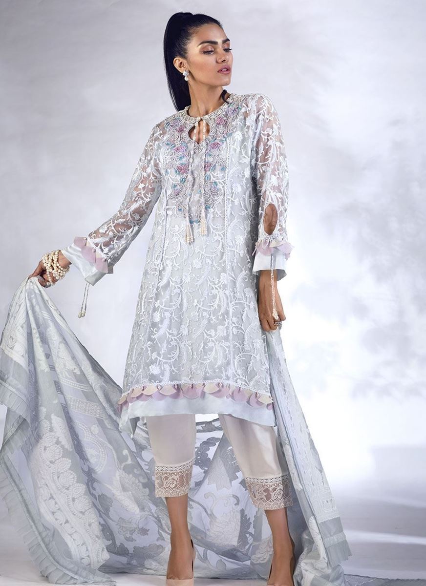 SILVER DOVE HIGH-LOW KURTA WITH DUPATTA