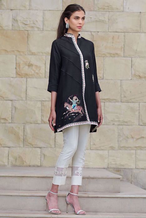 RAW SILK EMBROIDERED SHIRT